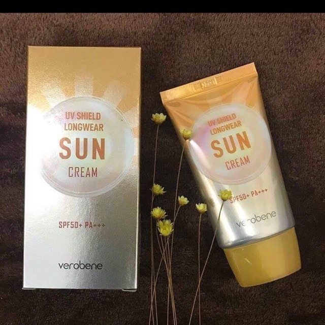 Kem chống nắng và phục hồi sau đi nắng Verobene Sun Cream SPF 50PA+++ Hàn quốc 40ml/Hộp- Hàng Chính Hãng Kèm 1 mặt nạ benew collagen hàn quốc