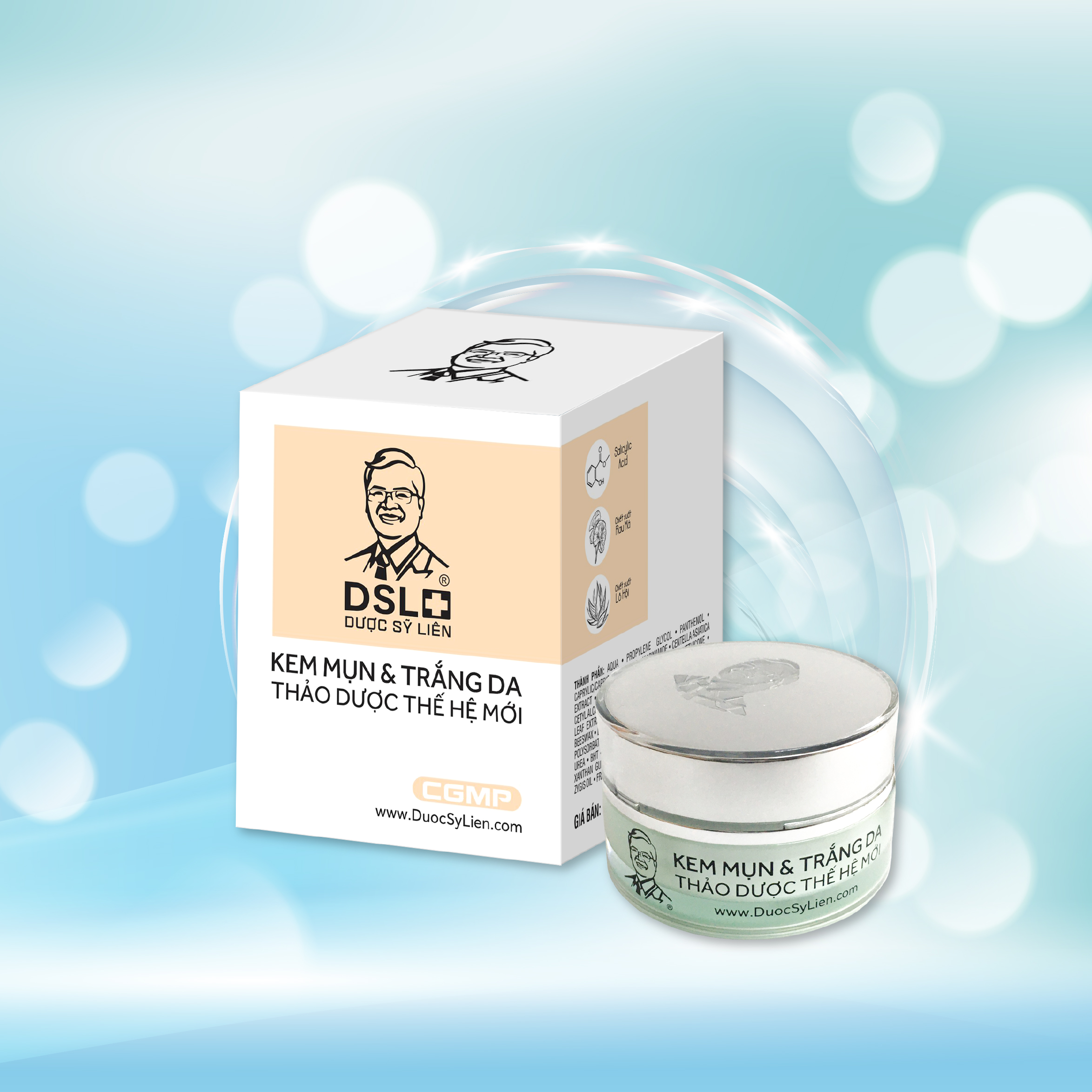 Kem mụn & trắng da thảo dược thế hệ mới , giảm mụn, giảm thâm, nhanh lành sẹo, dưỡng da- Dược Sĩ Liên