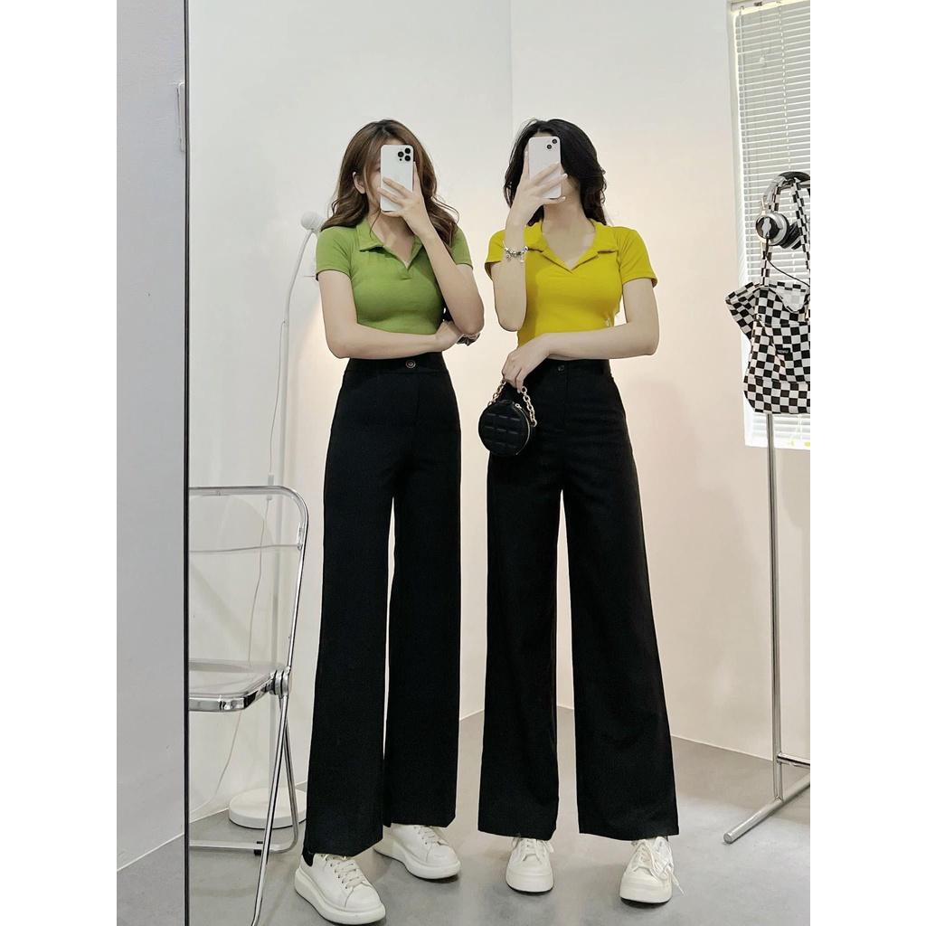 Quần vải tây ống suông nữ lưng cao ôm body tôn dáng dài 100cm kiểu dáng Hàn Quốc.M-8045