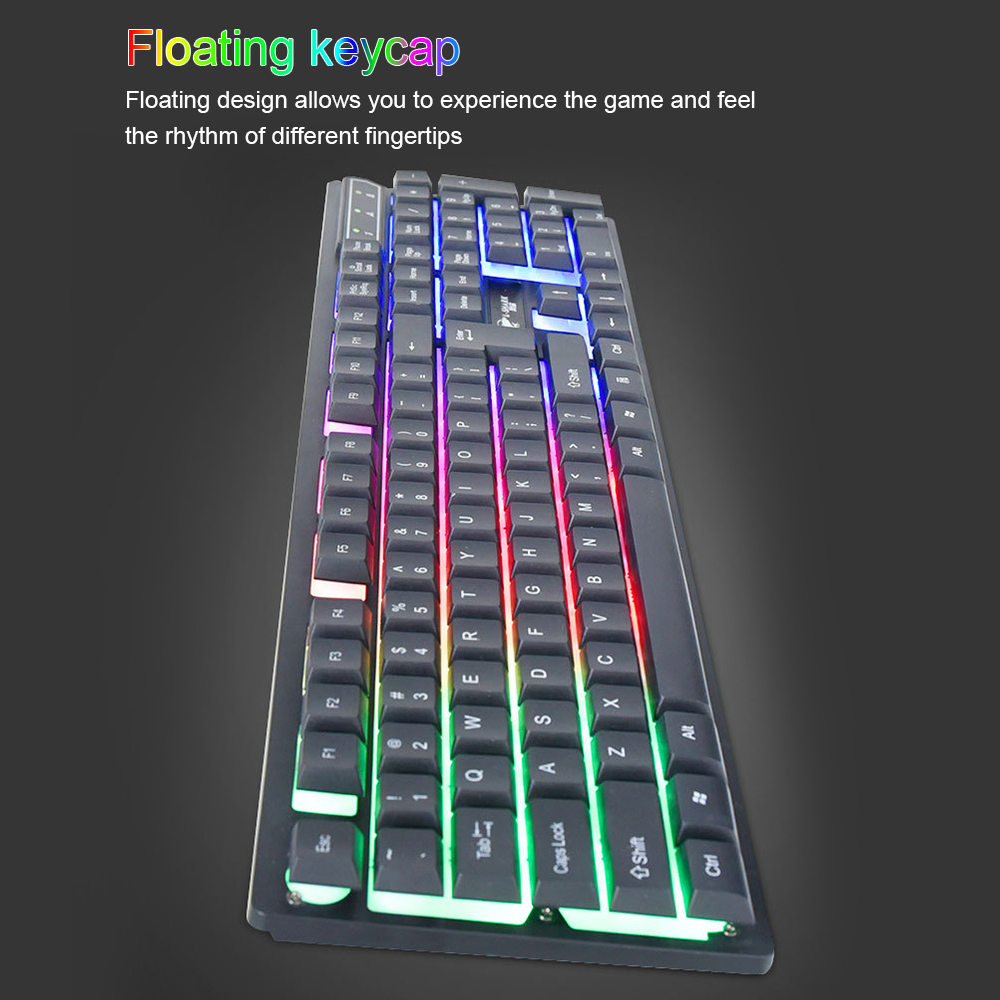 Bộ bàn phím và chuột chơi game có dây CMK-188 Đèn nền LED đầy màu sắc Bàn phím chơi game USB dành cho game thủ PC