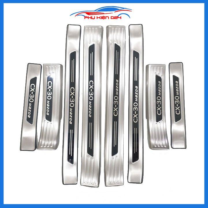 Ốp bậc cửa, nẹp bước chân INOX cho xe Mazda CX30 CX-30 2021-2022-2023