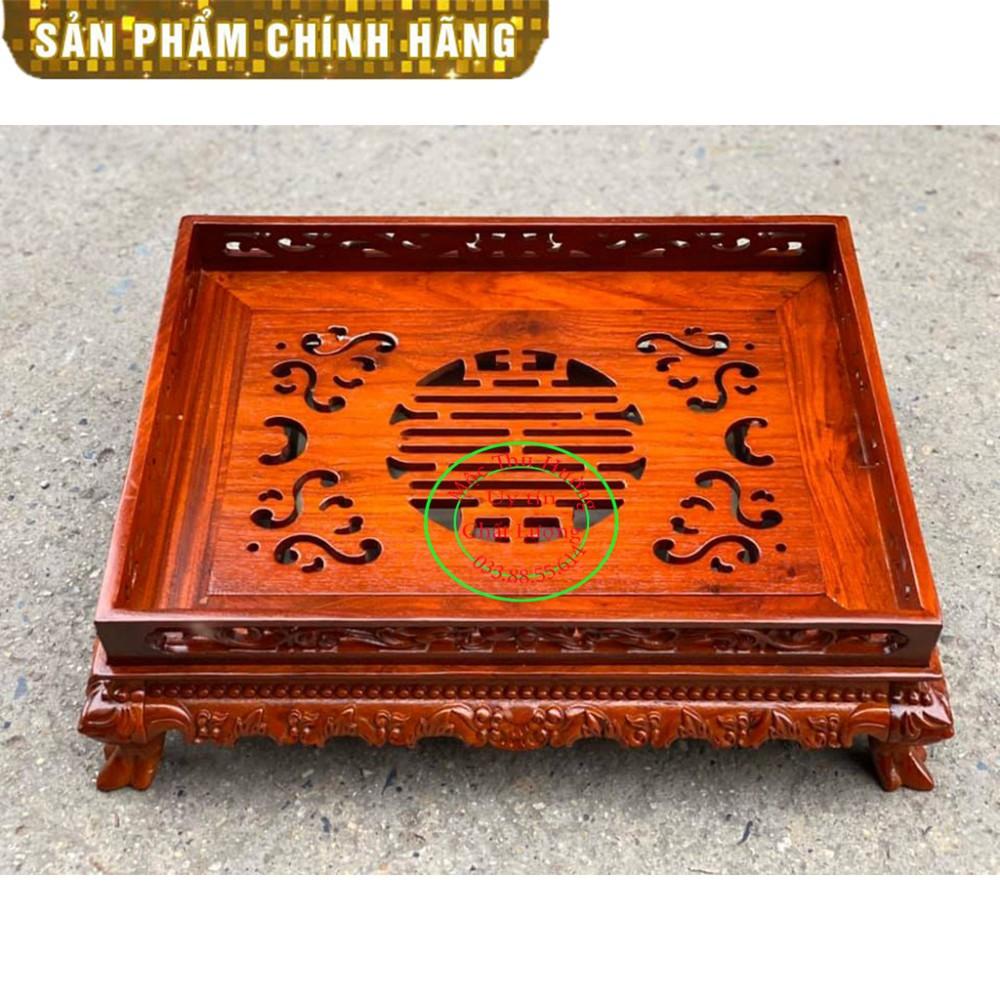 Khay Trà Chân Qùy Bằng Gỗ Hương - Khay trà rồng trầu gỗ