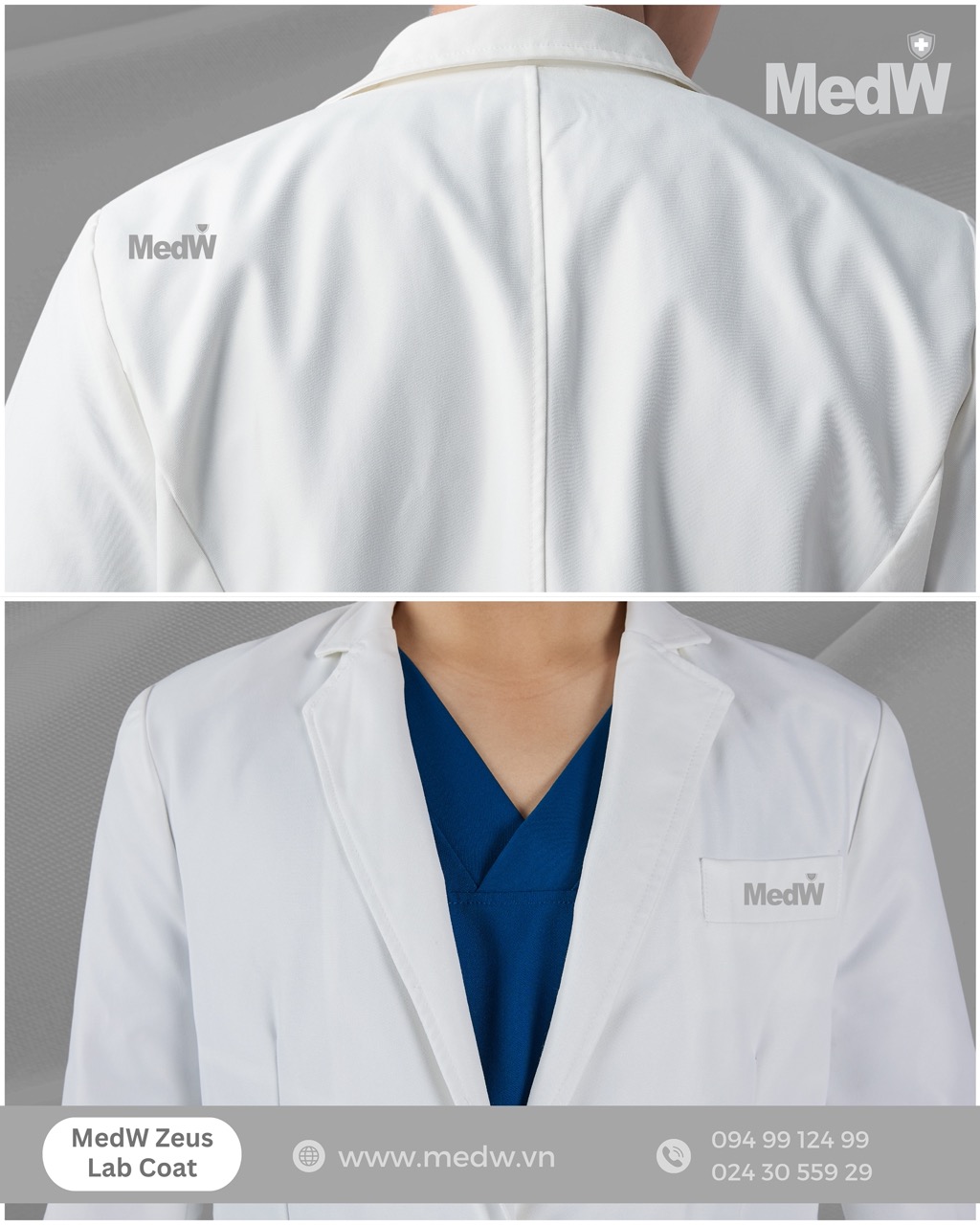 MedW Hermes Vest Lab Coat (Nam) Áo Blouses Vest Bác sĩ Thẩm Mỹ, Spa Trang Phục Y Tế Bộ Trang Phục Y Tế Bác Sĩ,  Thiết Kế Pháp Cách Tân Trang Trọng Thẩm Mỹ, Vật Liệu Y Tế Cotton Nhật Nhập Khẩu Chuyên Biệt Không Bám Dính, Xếp Ly Giữ Dáng 