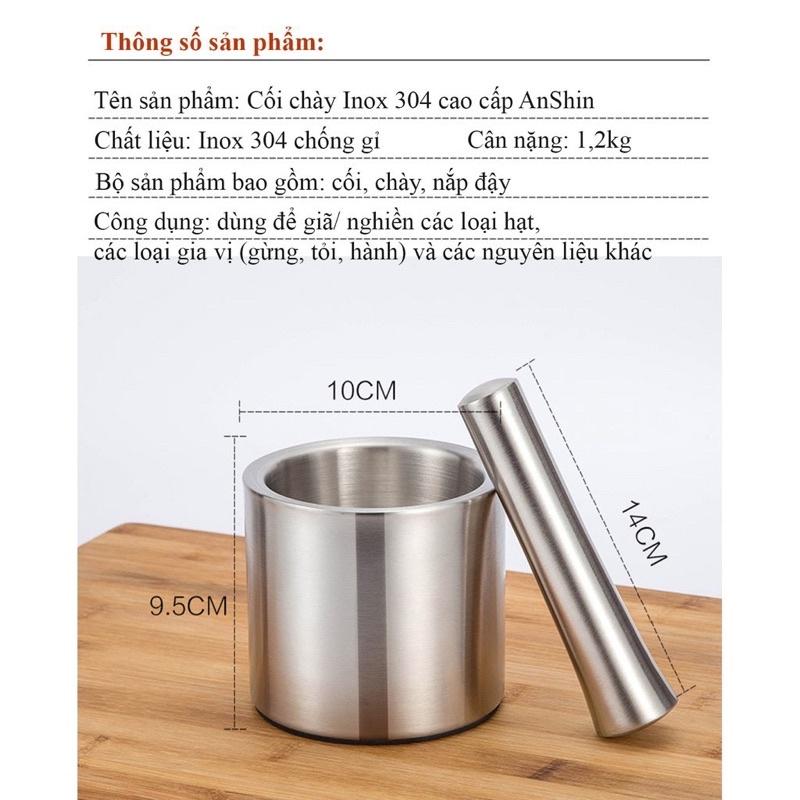 Bộ cối inox 304 hình tròn 2 lớp