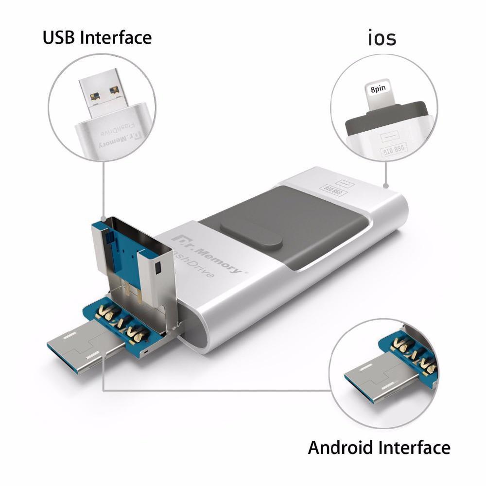 Usb 3 trong 1 gồm Otg Usb I-Flash Drive thích hợp cho Iphone Ipad Pc