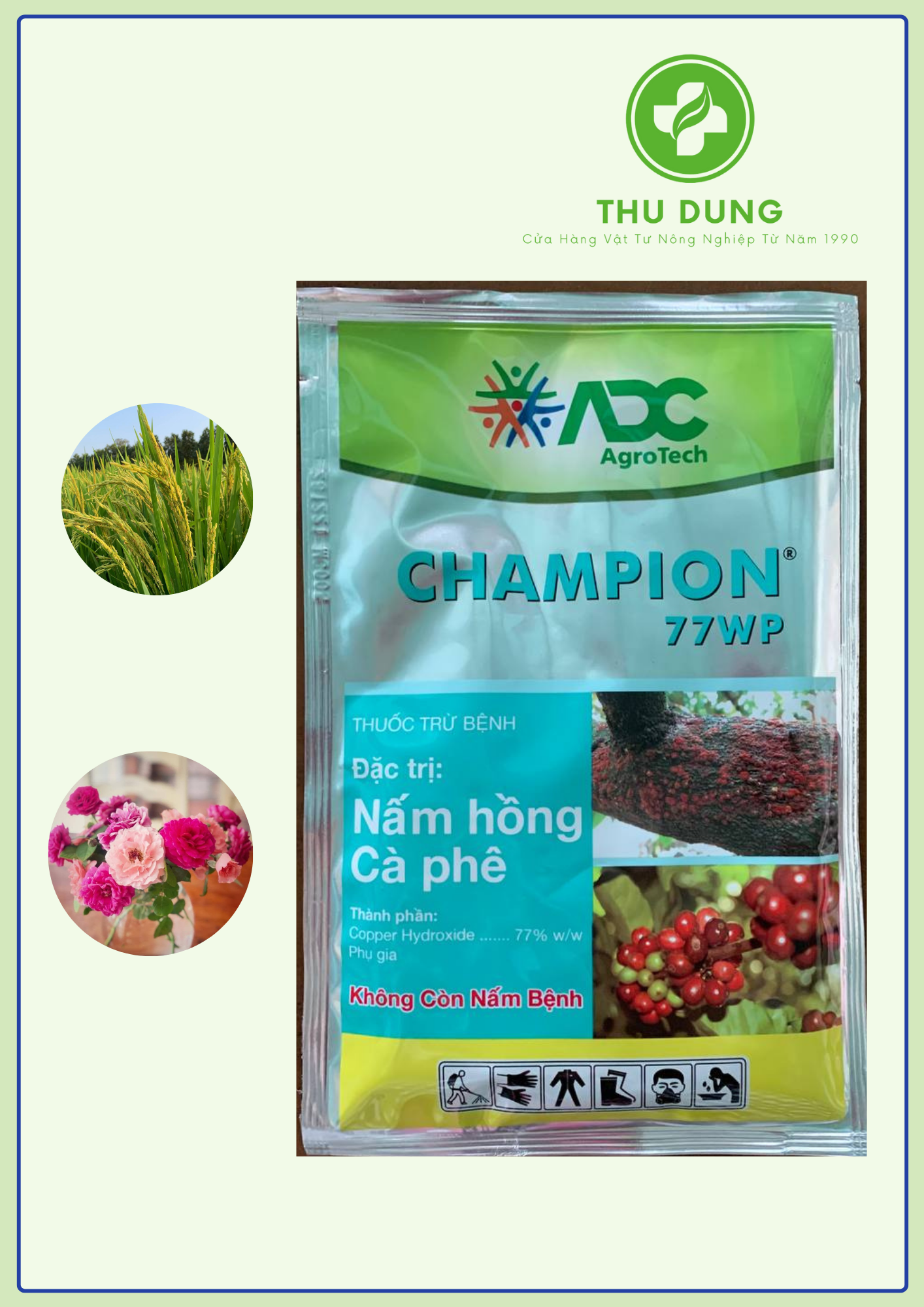 Thuốc trừ bệnh Champion 77WP gói 100gr Đặc trị nấm hồng và thán thư