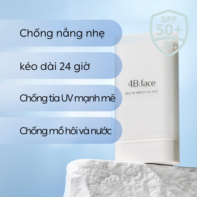 Sáp chống nắng dạng thỏi 4B:face Airy No Sebum Sun Stick SPF50+ PA++++ 18g 4bface