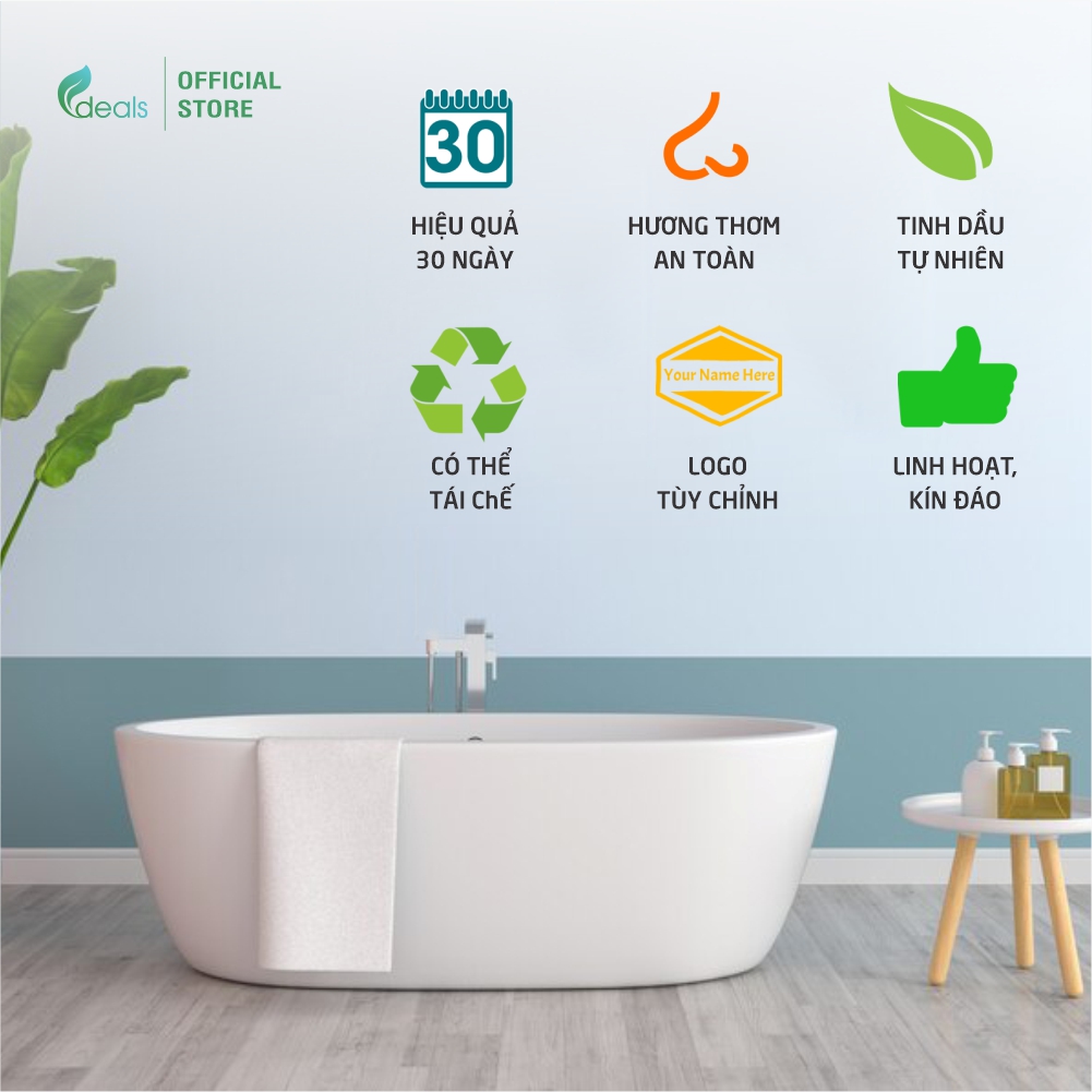 Combo 3 Kẹp Thơm Khử Mùi Nhà Vệ Sinh ECODEALS Clip Fresher - Gấp 3 sáp thường, an toàn sức khỏe - Mùi ngẫu nhiên