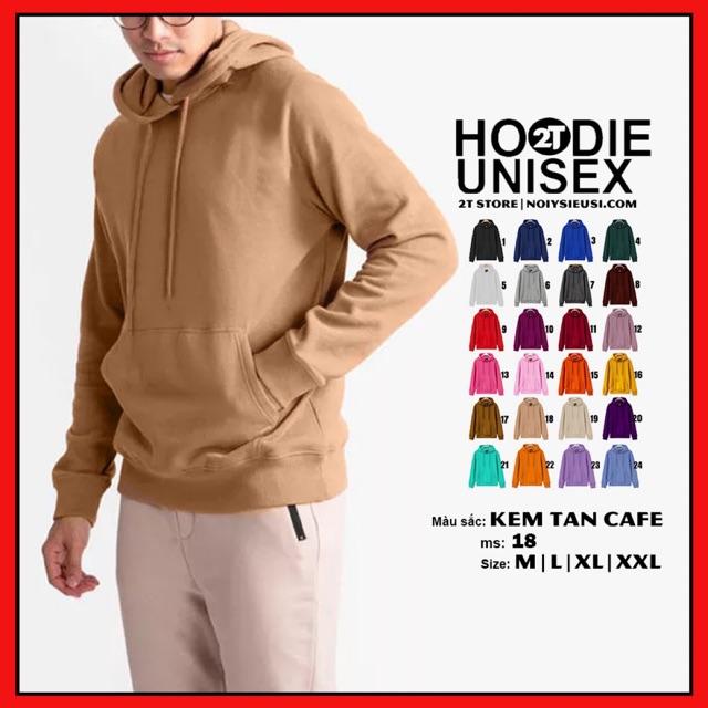 Áo hoodie unisex 2T Store H18 màu kem tan cafe