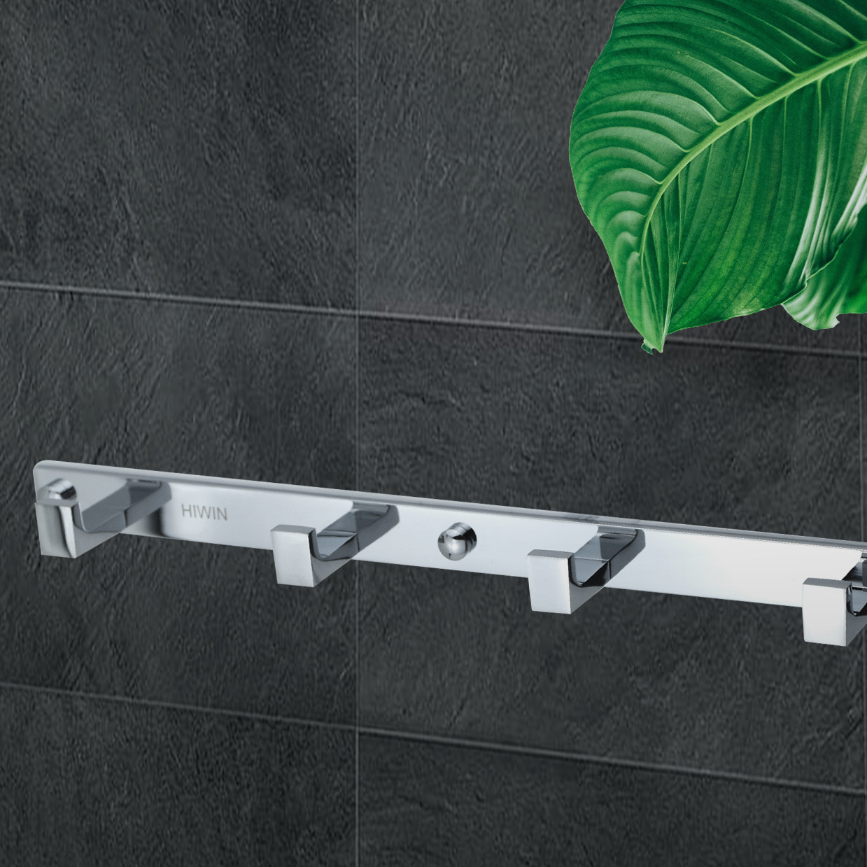Móc treo quần áo tiện lợi 4 móc chất liệu đồng mạ crom mặt gương sáng bóng Hiwin Y-6301-4 kích thước 302x20x33