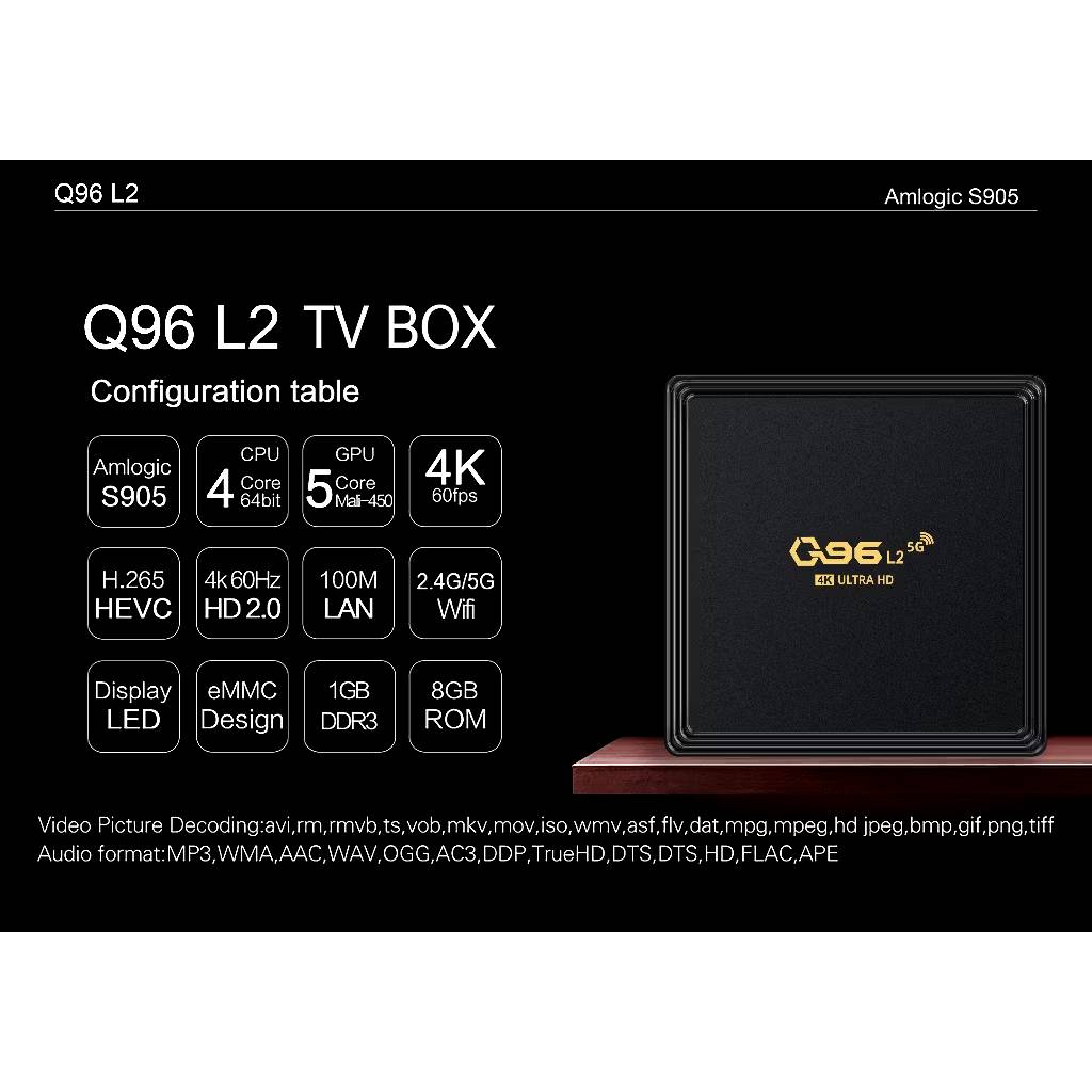 Box Q96 L2 Android 11, bản nâng cấp mới nhất 2024, Ram 4Gb+Room 64Gb, Amlogic S905L2 Quad Core 2.4G 5G Dual WIFI 4K UHD Bluetooth 4.1, xem 108 kênh truyền hình trong nước miễn phí, Hàng nhập khẩu