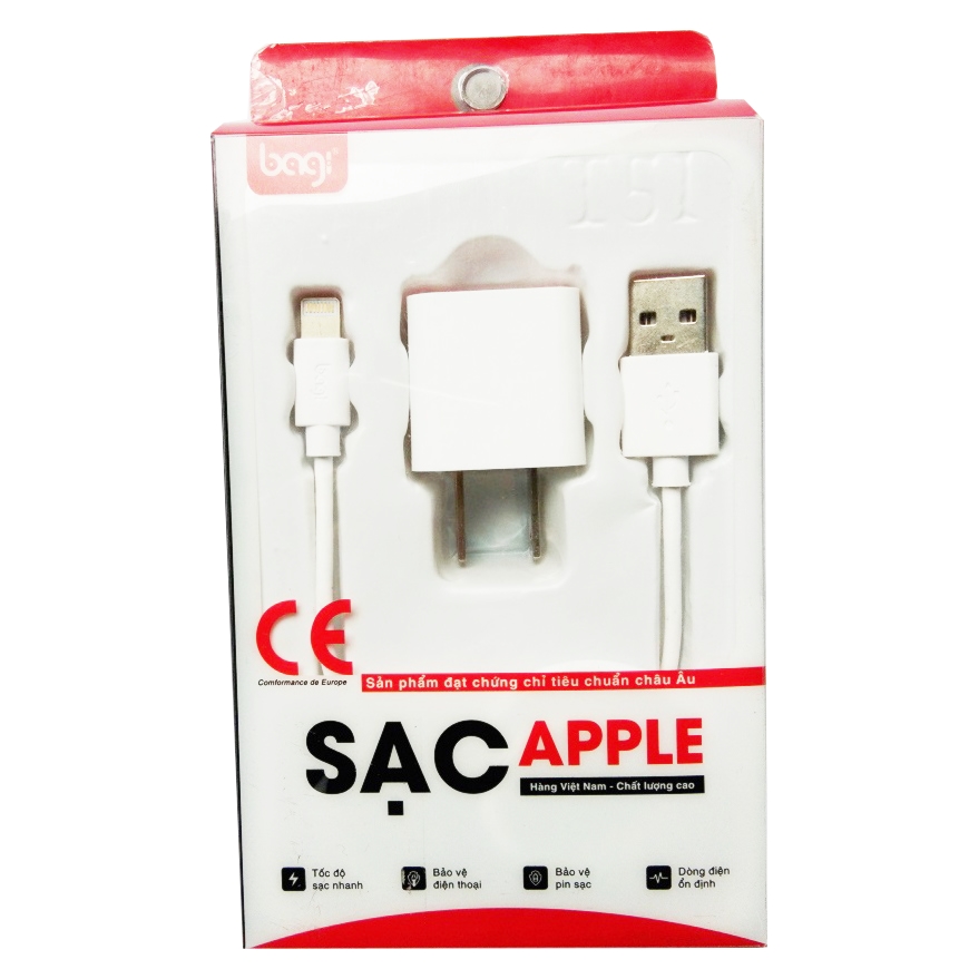 Combo Củ Sạc + Cáp Sạc Lightning BAGI I51N Cho iPhone - Hàng chính hãng