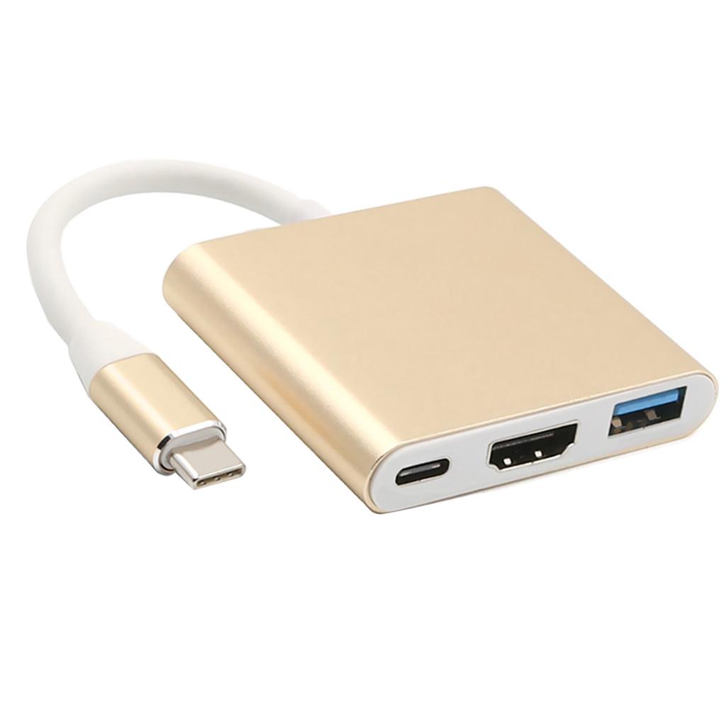 3 In 1 Type C To 4K HD HDMI & USB 3.0 & USB-C Charging Hub Adaptor Converter