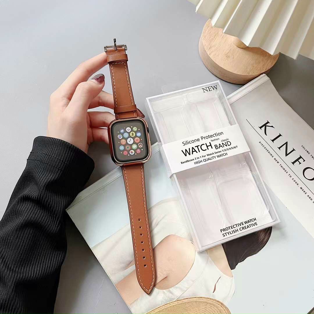 Bộ Dây đeo Da cao cấp và Ốp Bảo vệ dùng cho Apple Watch size 42/44/45mm nhiều màu - PHỤ KIỆN ĐIỆN THOẠI XỊN XÒ