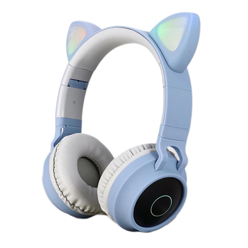 Bluetooth Stereo Headphones LED Light Flashing Glowing Headset Blue