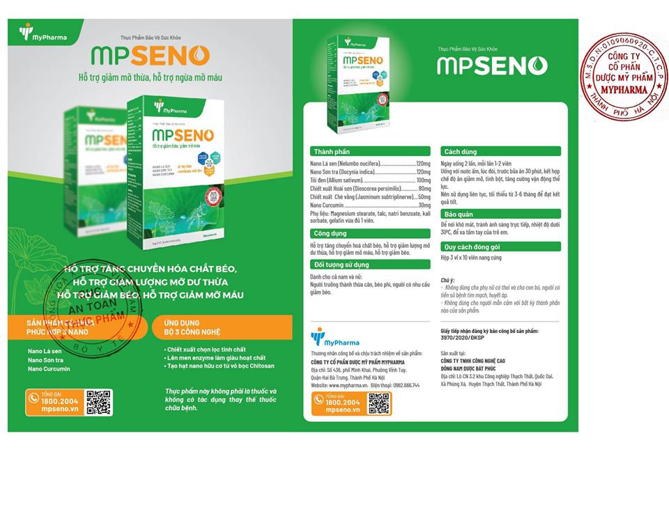 Viên detox GIẢM BÉO, hỗ trợ giảm mỡ MÁU công nghệ cao MPseno