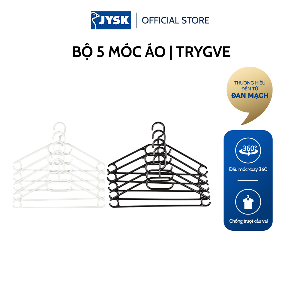 Bộ 5 móc áo | JYSK Trygve | Polypropylene | đen | R21xD41cm