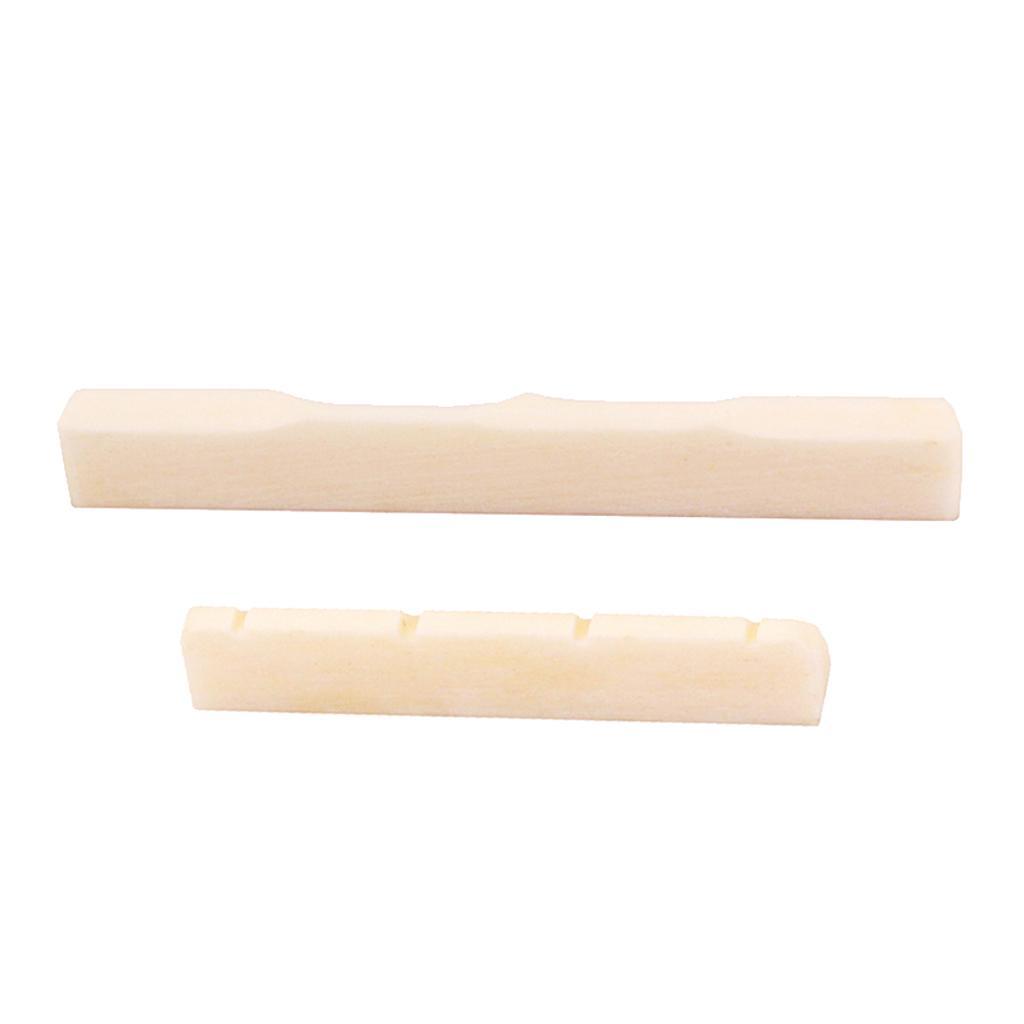 Buffalo Bone Bridge Saddle + Slotted Nut For 4 String Acoustic Guitar