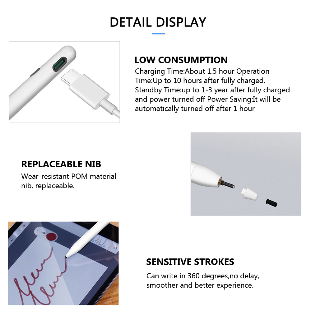 Bút cảm ứng cho iPad Pro 12.9 11 iPhone 11 Pro Max với Palm Rejection Tương thích với Apple Samsung