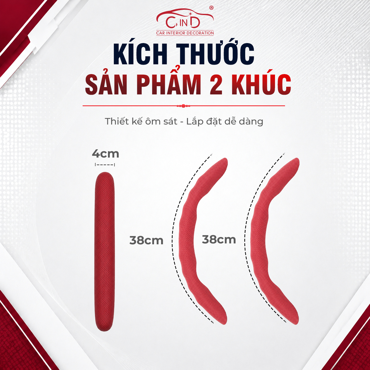Ốp Bọc Vô Lăng CIND Da Nappa Cao Cấp Mỏng Nhẹ Chống Trượt Phù Hợp Nhiều Dòng Xe