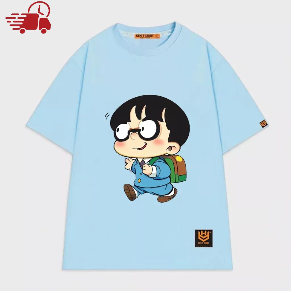 Áo thun tay lỡ áo phông trơn nam nữ unisex in hoạt hình vui nhộn