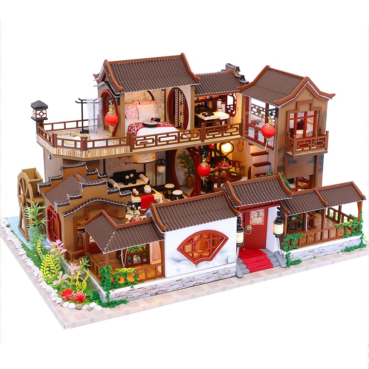 Mô hình nhà DIY Doll House A Splendid Family Kèm Đèn LED và Mica chống bụi