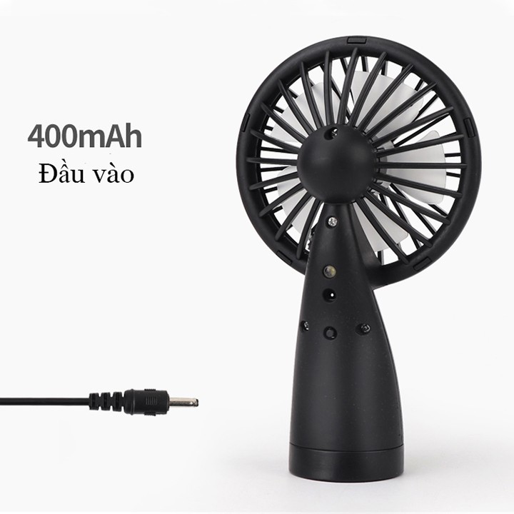 Quạt Cầm Tay Mini Tích Điện, Đế Chống Lật, Có Đèn Led- Giao Màu Ngẫu Nhiên