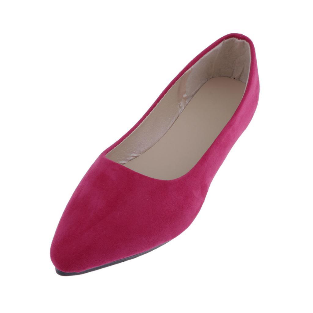 Women Casual Shallow Mouth Shoe Pointed Toe Shoe Working Flat Shoes Red 37