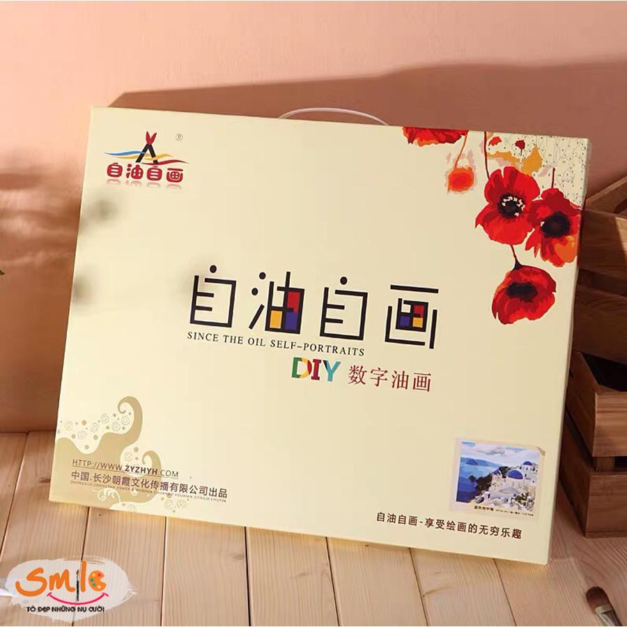 Tranh sơn dầu số hóa tự tô màu theo số cao cấp Smile FMFP Mẹ ôm con C31043