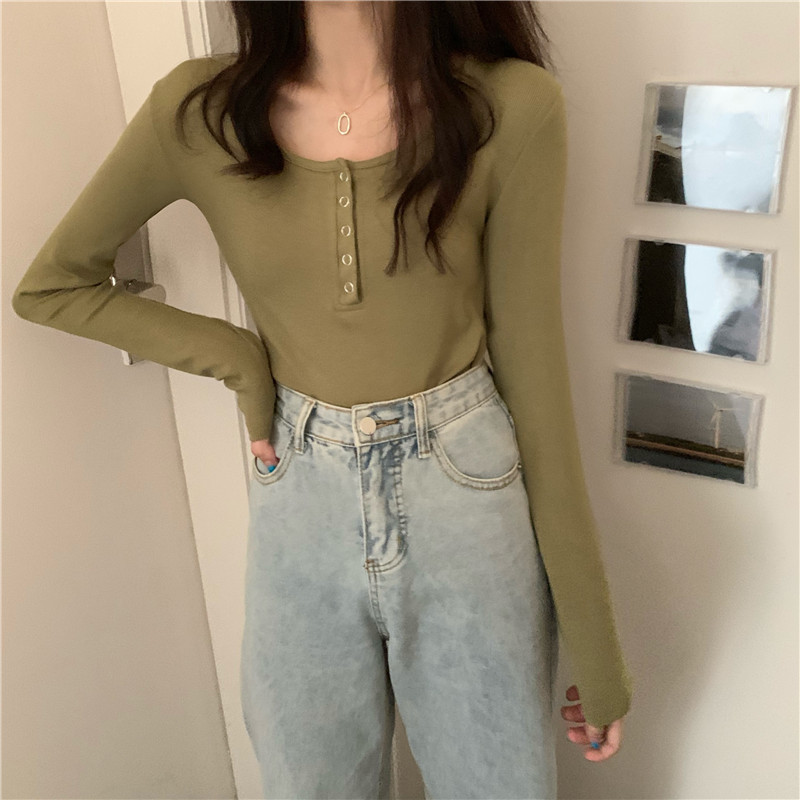 Áo thun dệt kim Croptop tay dài - A07G