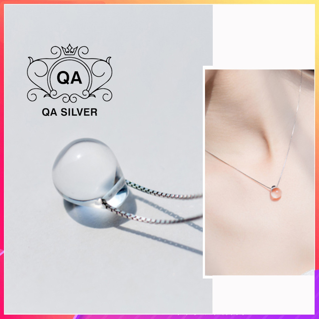 Dây chuyền bạc 925 mặt đá giọt nước trong suốt vòng cổ nữ tối giản S925 QUARTZ Silver Necklace QA SILVER NE190301