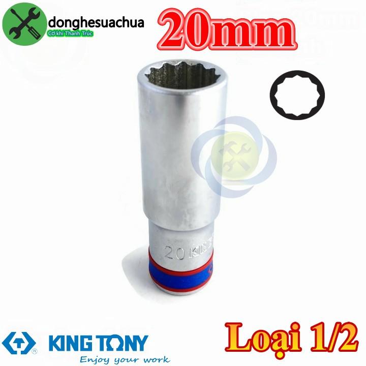 Tuýp 20mm 1/2 Kingtony 423020M loại dài 77mm 12 cạnh màu trắng