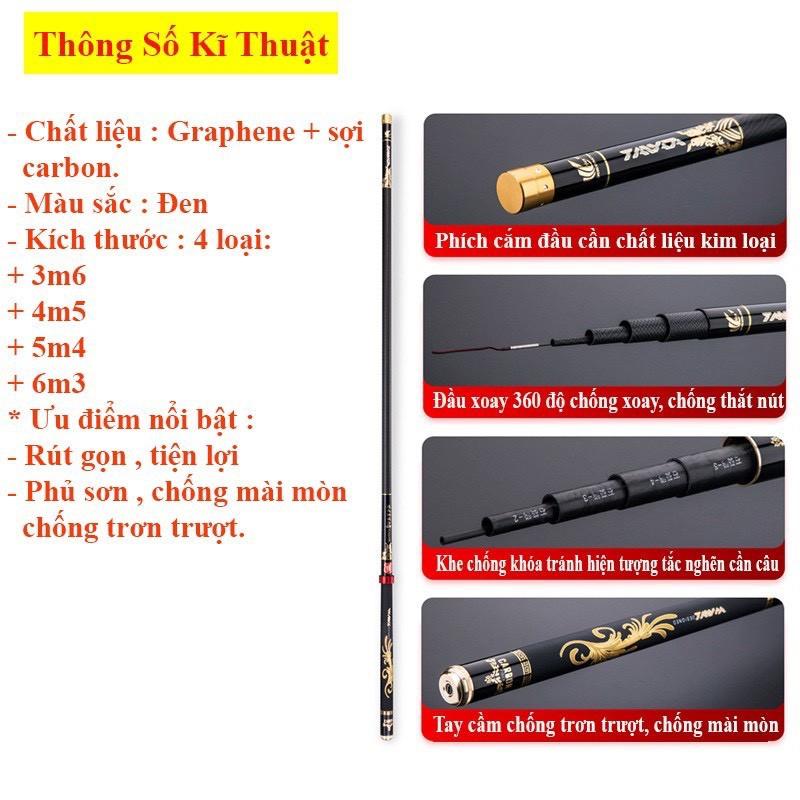 Cần Câu Tay , Cần Câu Đơn 5H TAWA Hắc Phụng Đủ Size + Tặng Nhẫn Cần Câu