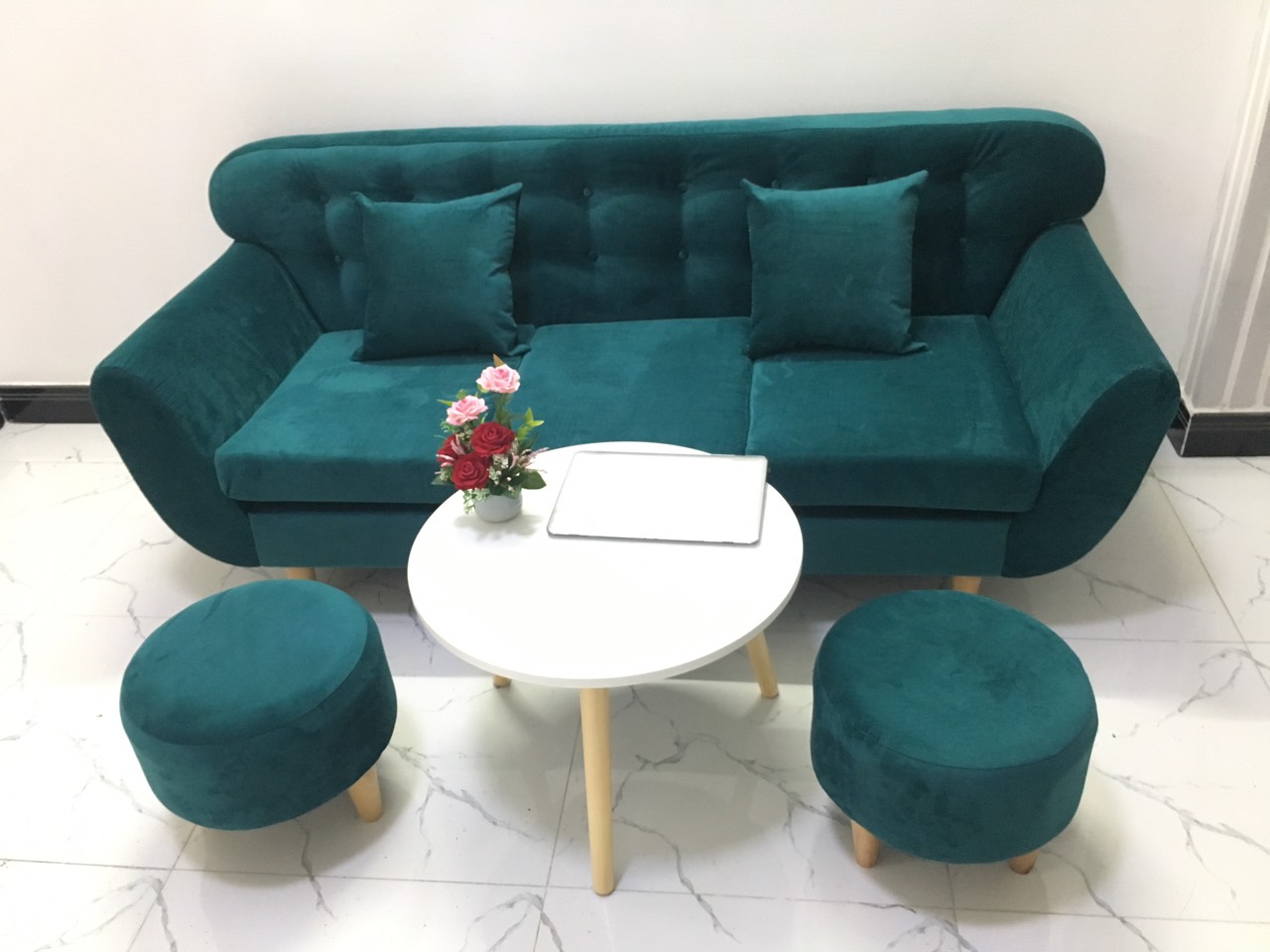 Bộ ghế sofa băng xanh ngọc, salon phòng khách 1m9 PHKH2a