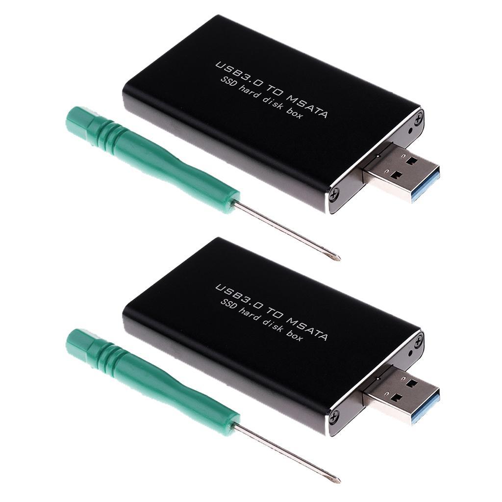 2pcs mSATA to USB3.0 SSD Enclosure Adapter Case Plug & Play Cover Box
