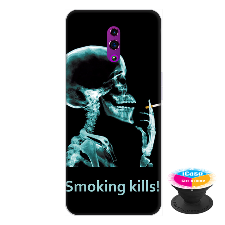 Ốp lưng điện thoại Oppo Reno hình Smoking Kills tặng kèm giá đỡ điện thoại iCase xinh xắn - Hàng chính hãng
