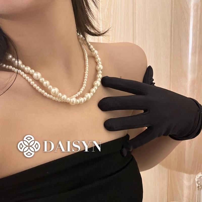 N385 vòng cổ hạt Trai, dây chuyền hạt bẹt choker 2 dây kiểu dáng xinh xắn cho nữ