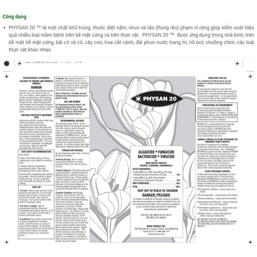 Physan 20 Mỹ Dung dịch sát khuẩn 240ml
