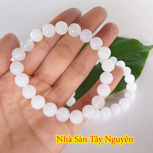 Vòng tay đá phong thủy mã não trắng 8ly - 10ly - 12ly trang sức đá