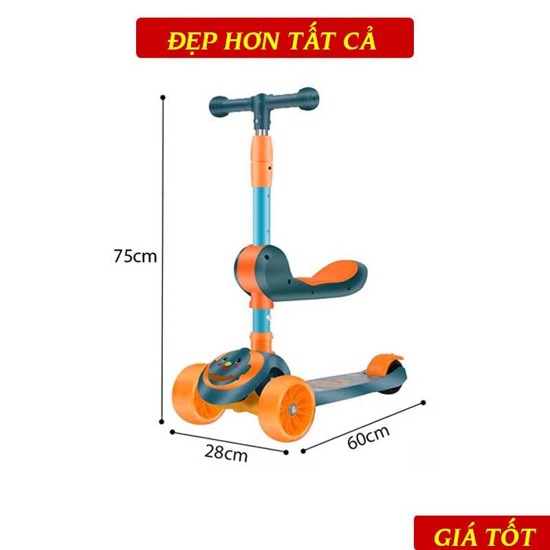 Xe Trượt Scooter Cho Trẻ Từ 3 Tuổi Trở Lên Kiêm Chòi Chân Có Nhạc, Có Đèn Led Phát Sáng, Chịu Lực Tốt, Siêu Đẹp