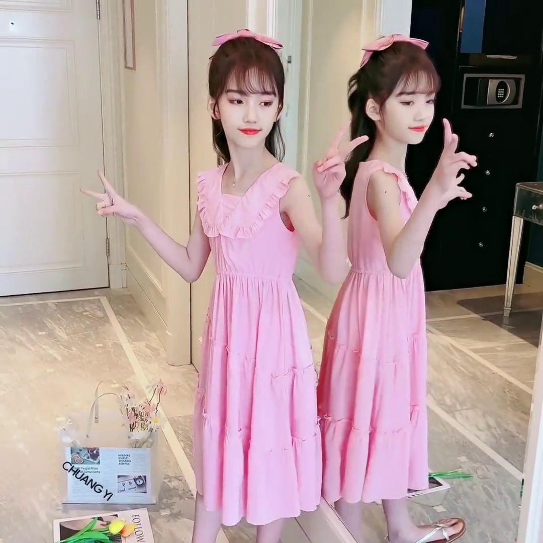 DONGSHOP HOT Cô gái mùa hè ăn mặc đầm công chúa trẻ em váy western net màu đỏ 2022 phiên bản Hàn Quốc lớn trẻ em ăn mặc cô gái mùa hè