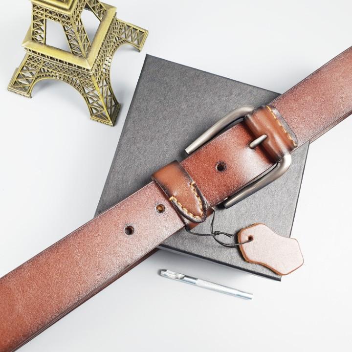 Thắt lưng da bò thật; Dây lưng da thật 1 lớp khóa kim bản 38mm BL114  - 100% da bò thật