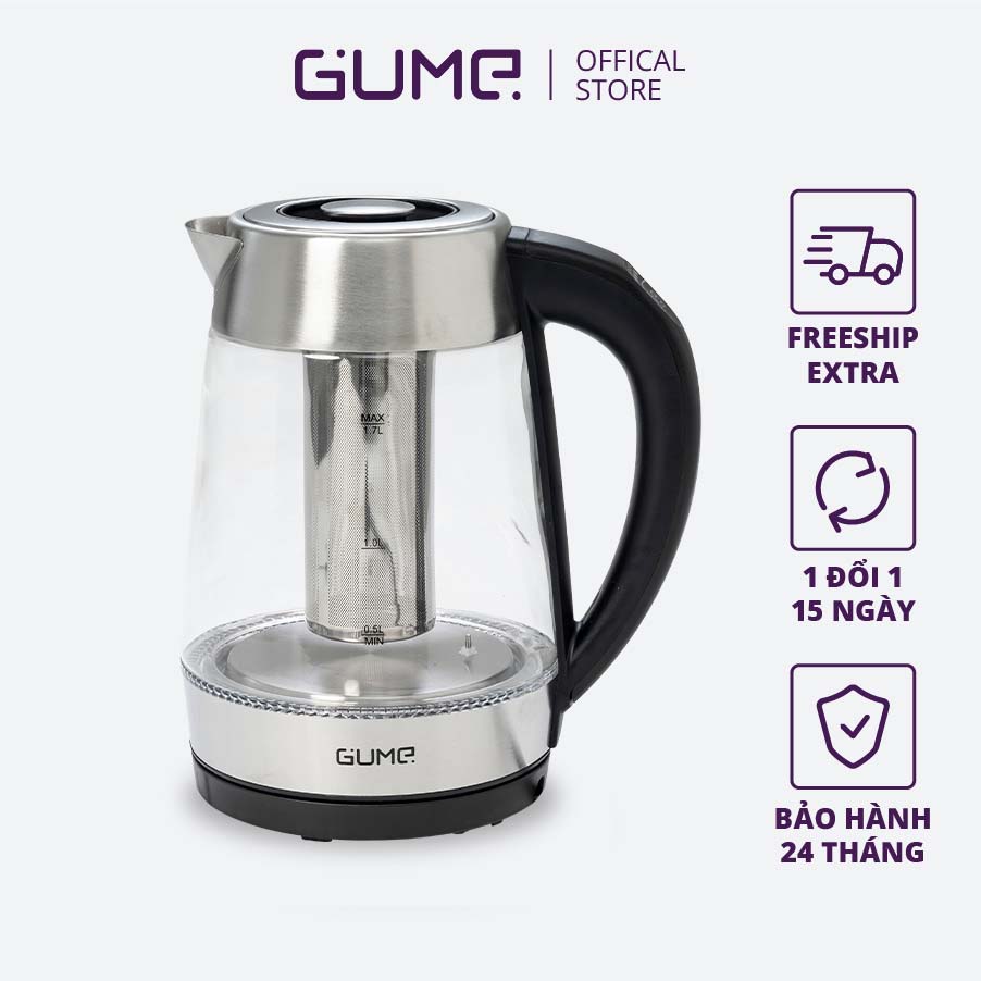 Ấm Siêu Tốc GUME Thủy Tinh 1.7L - GMK 2202 - Hàng Nhập Khẩu Hàn Quốc