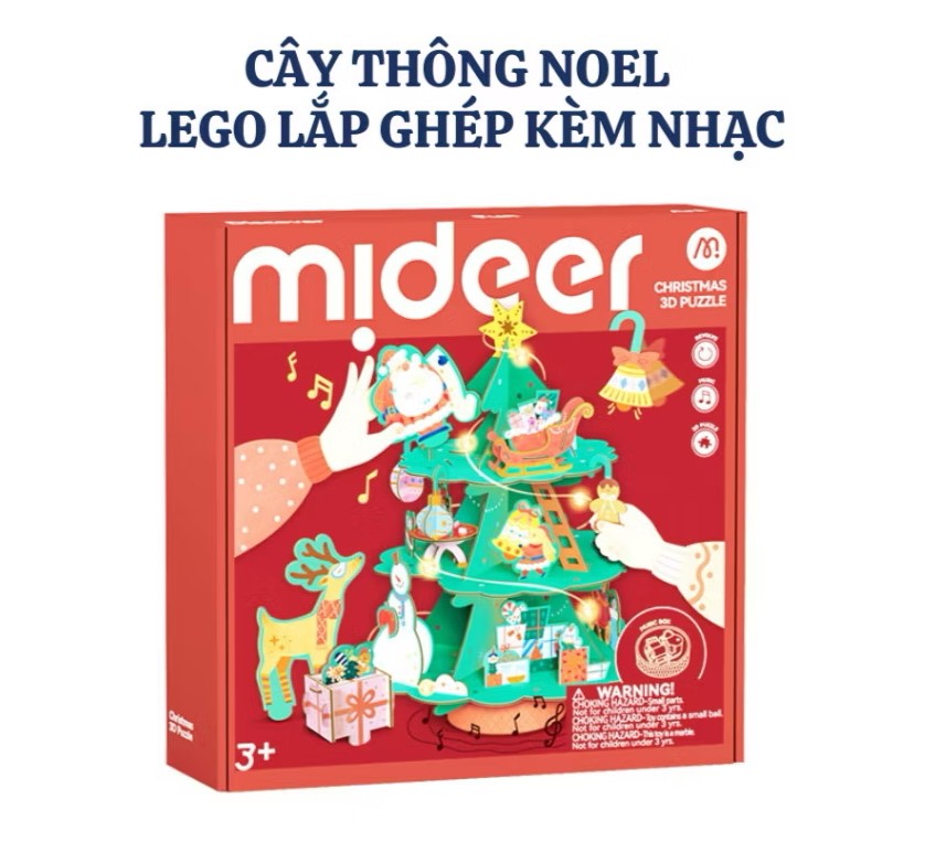 Đồ chơi lắp ghép Cây thông Noel kèm nhạc Giáng sinh - Mideer Christmas Rotating Music 3D Puzzle