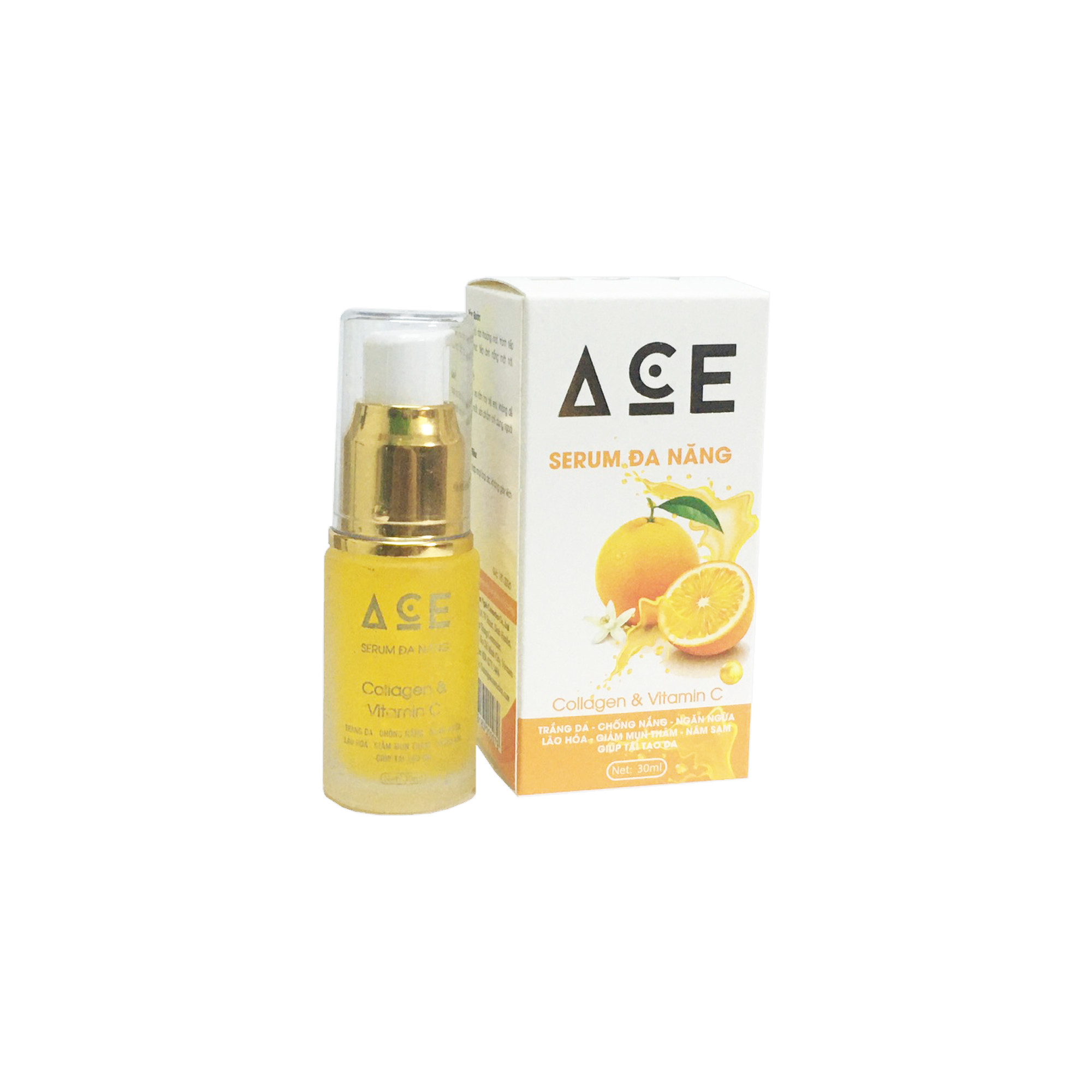 Serum Đa Năng ACE Collagen &amp; Vitamin C, Trắng da, Chống nắng, Ngăn ngừa lão hóa, Giảm mụn thâm, Nám sạm, Giúp tái tạo da (30ml)