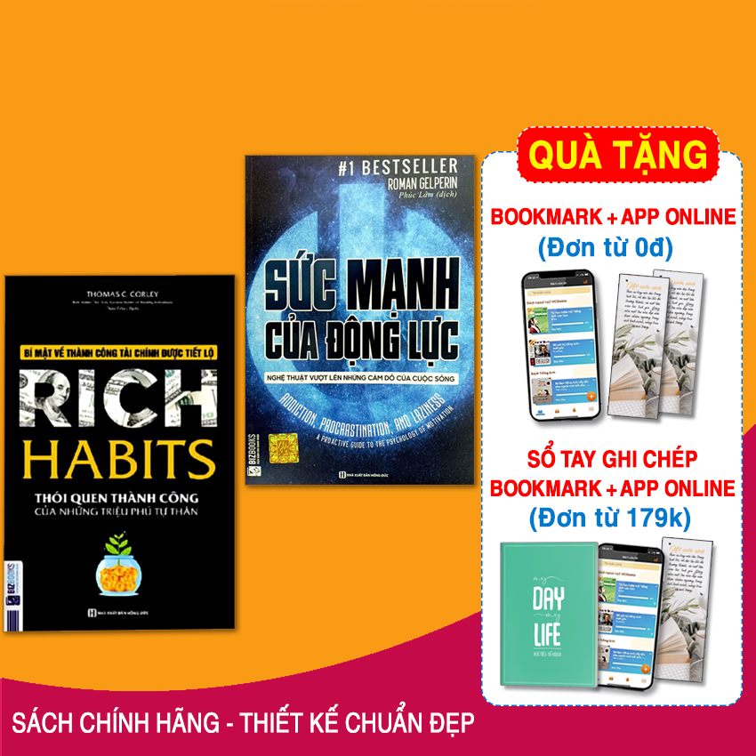 Combo Sách Hay Nhất Về Quản Trị Năng Lượng Bản Thân - Chữa Bệnh Lười Và Trì Hoãn Rich Habits - Thói Quen Thành Công Sức Mạnh Của Động Lực