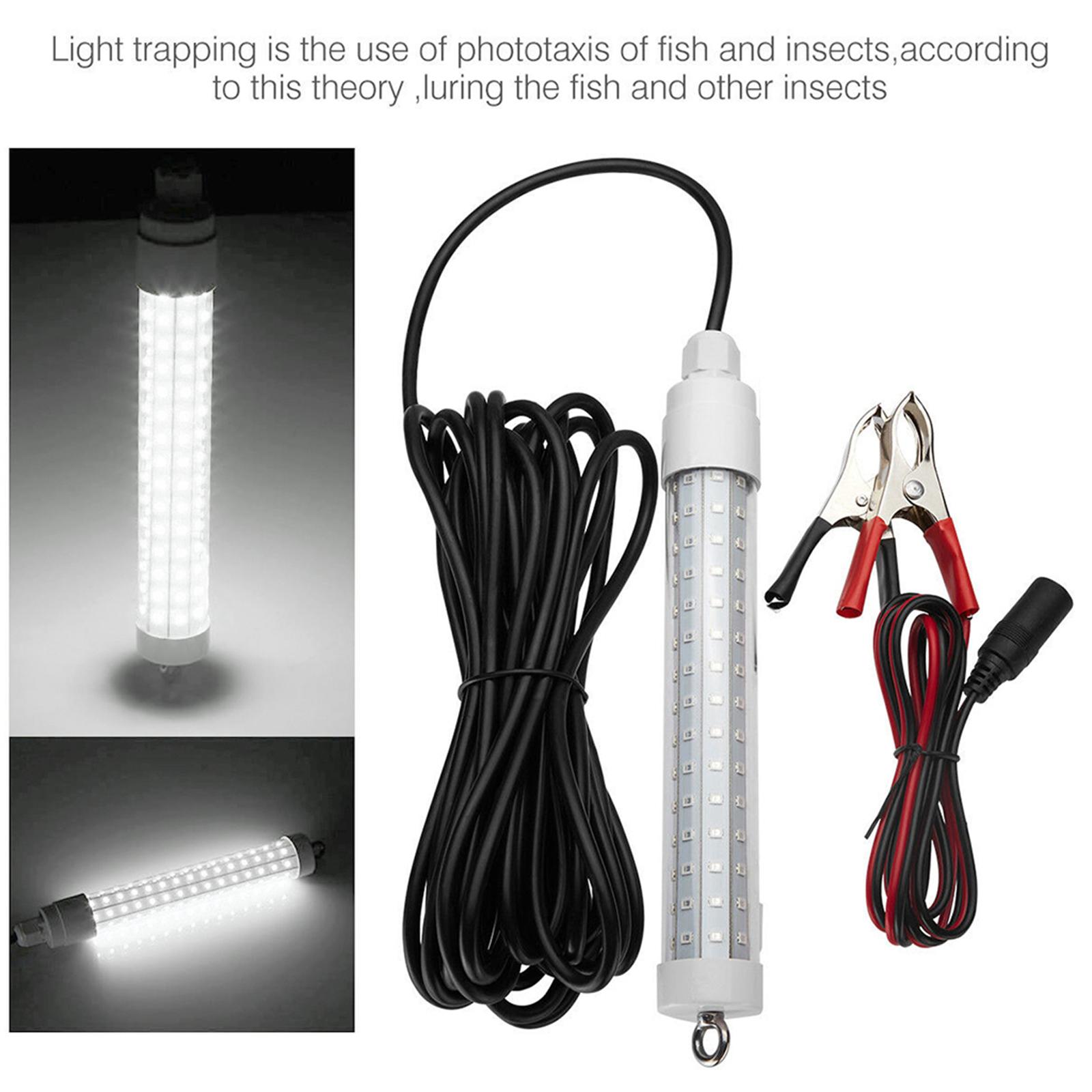 12V White LED Underwater Submersible Fishing Light Night Crappie Shad Squid Lamp