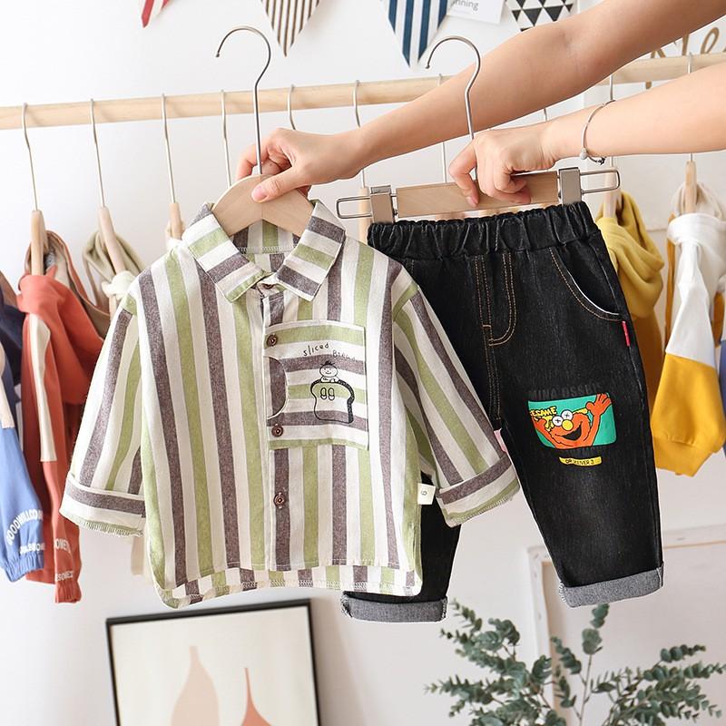 BS7 Size80-120 (8-23Kg) Set bộ bé trai (Áo sơ mi - Quần jean) Quần áo trẻ em hàng quảng châu