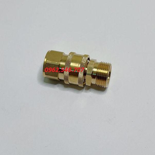 Bộ khớp nối nhanh đầu ra dùng cho máy rửa xe công nghiệp đầu ren 22mm cốt 3/8inch - chất liệu Đồng Thau