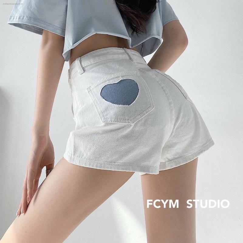 Quần đùi nữ, quần short jean lưng cao trơn lai cuốn (JĐ)